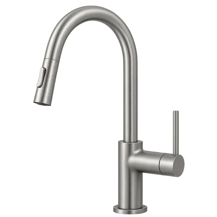 ברז מטבח נשלף ניקל מוברש מסדרת Sora מבית Waterfall