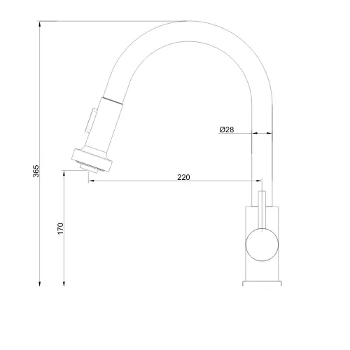 ברז מטבח נשלף ניקל מוברש דגם Niag מבית Waterfall