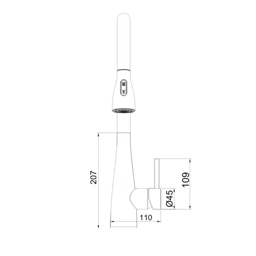 ברז מטבח נשלף שחור מסדרת Goma מבית Waterfall