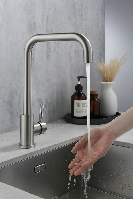 ברז פרח ארוך ניקל מוברש מסדרת Toma מבית Waterfall