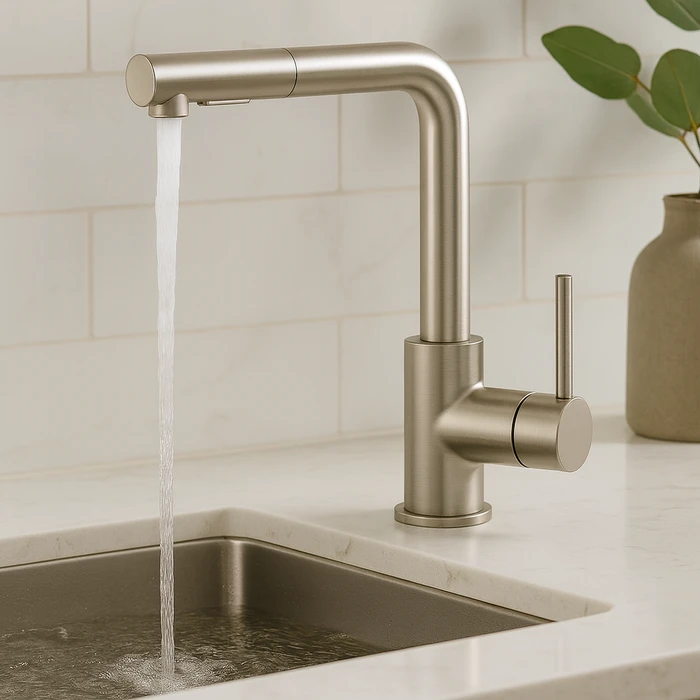 ברז מטבח נשלף ניקל מוברש מסדרת Lo?s מבית Waterfall