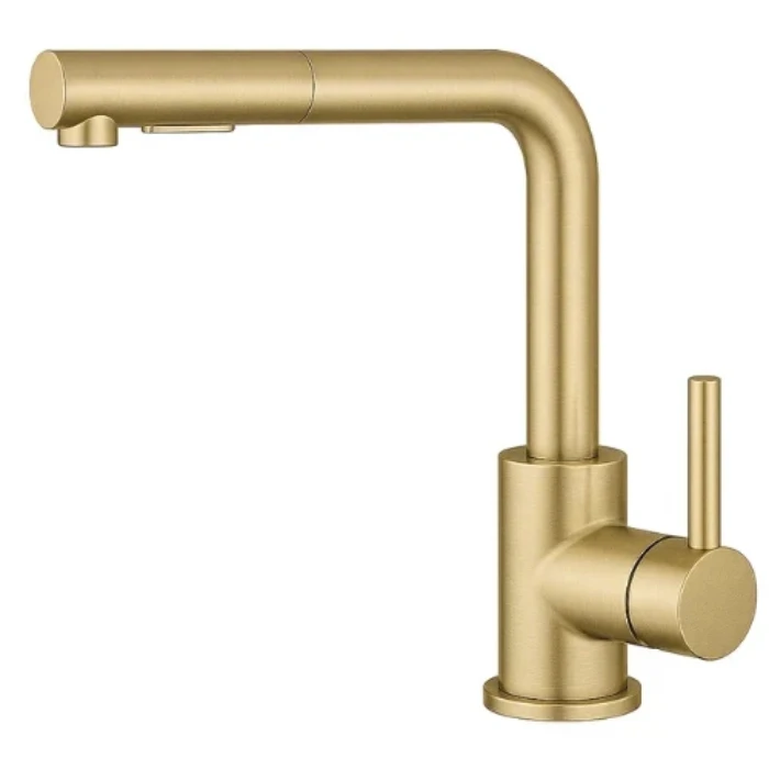 ברז מטבח נשלף זהב מוברש מסדרת Lo?s מבית Waterfall