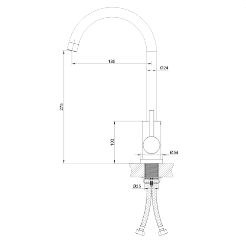 ברז פרח ארוך ניקל מוברש מסדרת Ella מבית Waterfall – תמונה 3