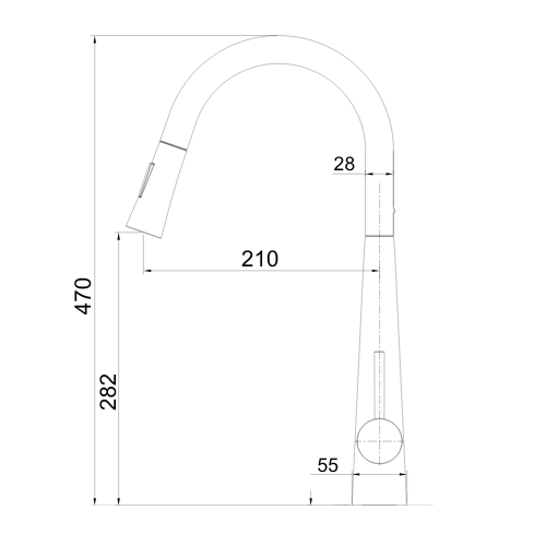 ברז מטבח נשלף שחור מסדרת Hilo מבית Waterfall – תמונה 4