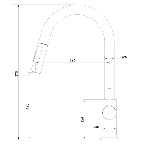 ברז מטבח נשלף ניקל מוברש מסדרת Sora מבית Waterfall – תמונה 3
