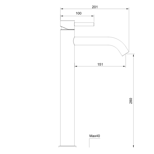 ברז פרח גבוה שחור מסדרת Nara מבית Waterfall – תמונה 3