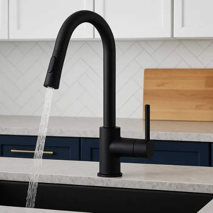 ברז מטבח נשלף שחור מסדרת Sora מבית Waterfall – תמונה 3