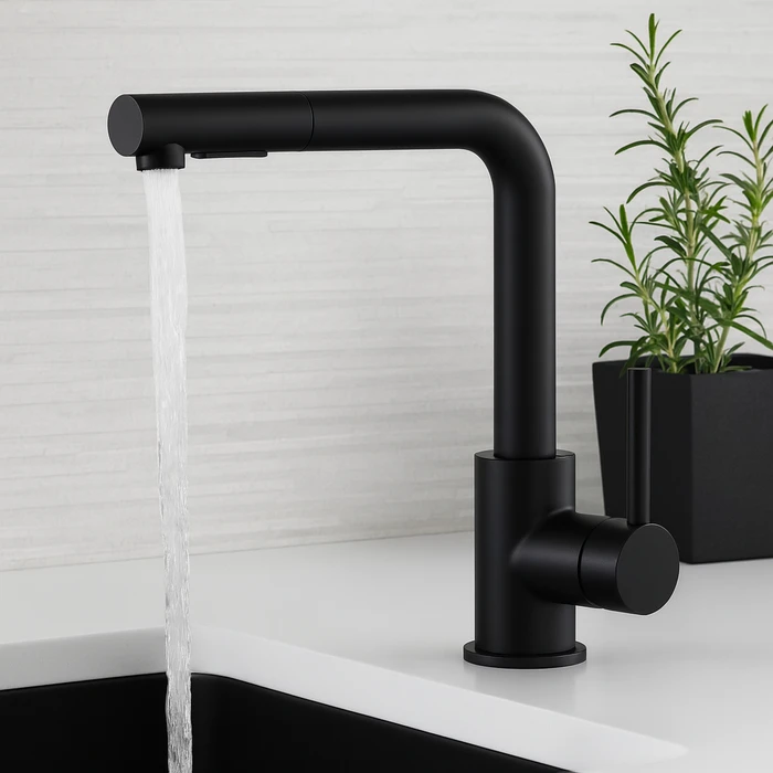 ברז מטבח נשלף שחור מסדרת Loïs מבית Waterfall – תמונה 3