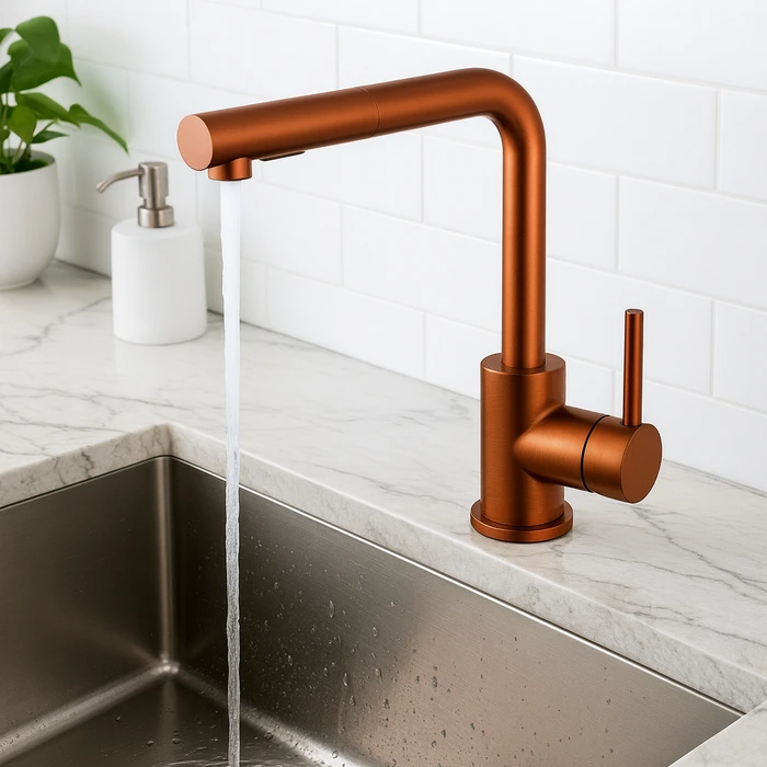 ברז מטבח נשלף רוז גולד מסדרת Loïs מבית Waterfall – תמונה 3