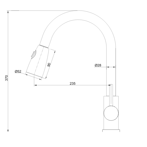 ברז מטבח נשלף שחור מסדרת Dett מבית Waterfall – תמונה 4
